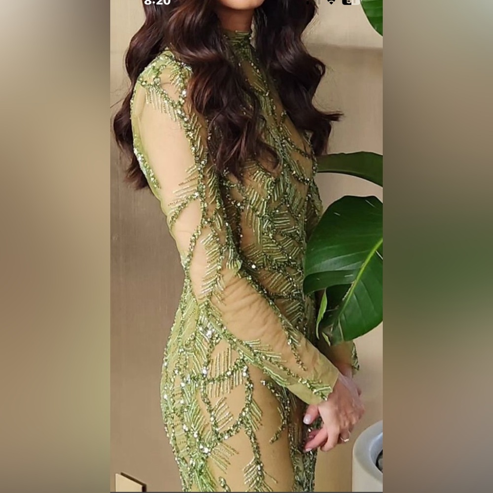 Designer dress Fjolla Nila. Party maxi dress long sleeves.